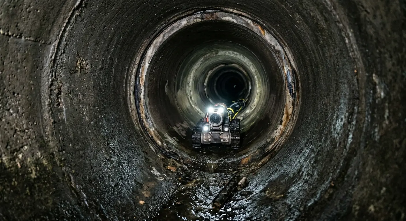 Robotic sewer camera inspecting pipe interior for Sewer Line Repair in Port Clinton